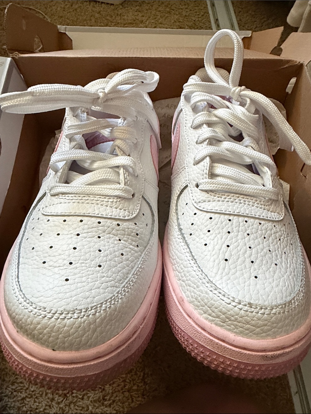 Nike Air Force 1 (GS) — White with Pink Foam Accents - Picture 3 of 10
